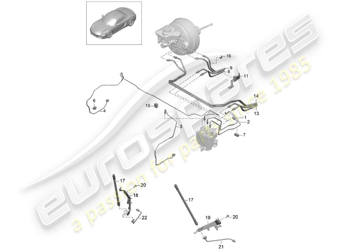 porsche 2013 (981 boxster) brake lines part diagram