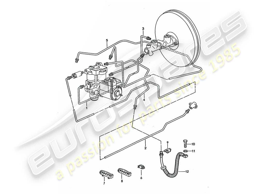 porsche 1995 (928) brake lines part diagram