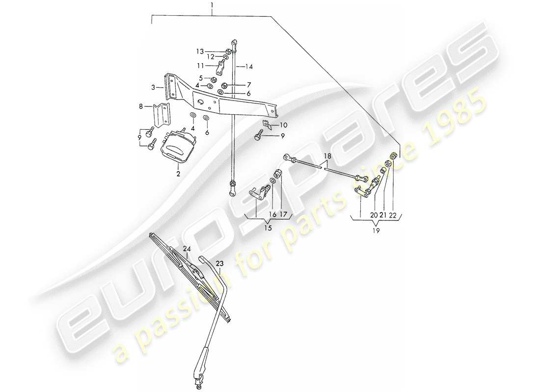 porsche 1972 (911) rear window wiper part diagram