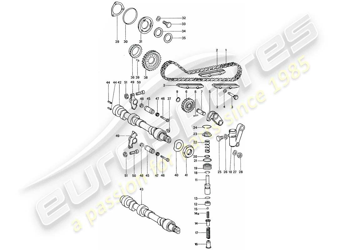 porsche 911 (1976) valve control - repair set for maintenance - tensioner - chain - see illustration: parts diagram