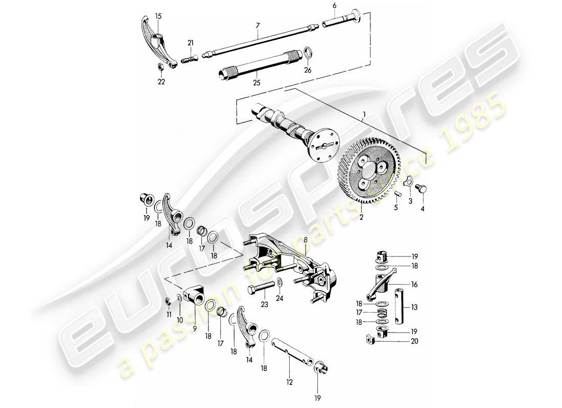porsche 1963 (356b/356c) camshaft parts diagram