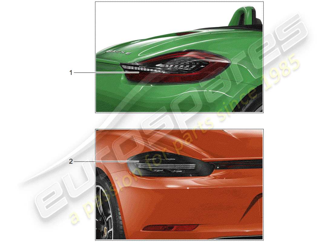 porsche 2017 (tequipment 98x/99x) rear light part diagram