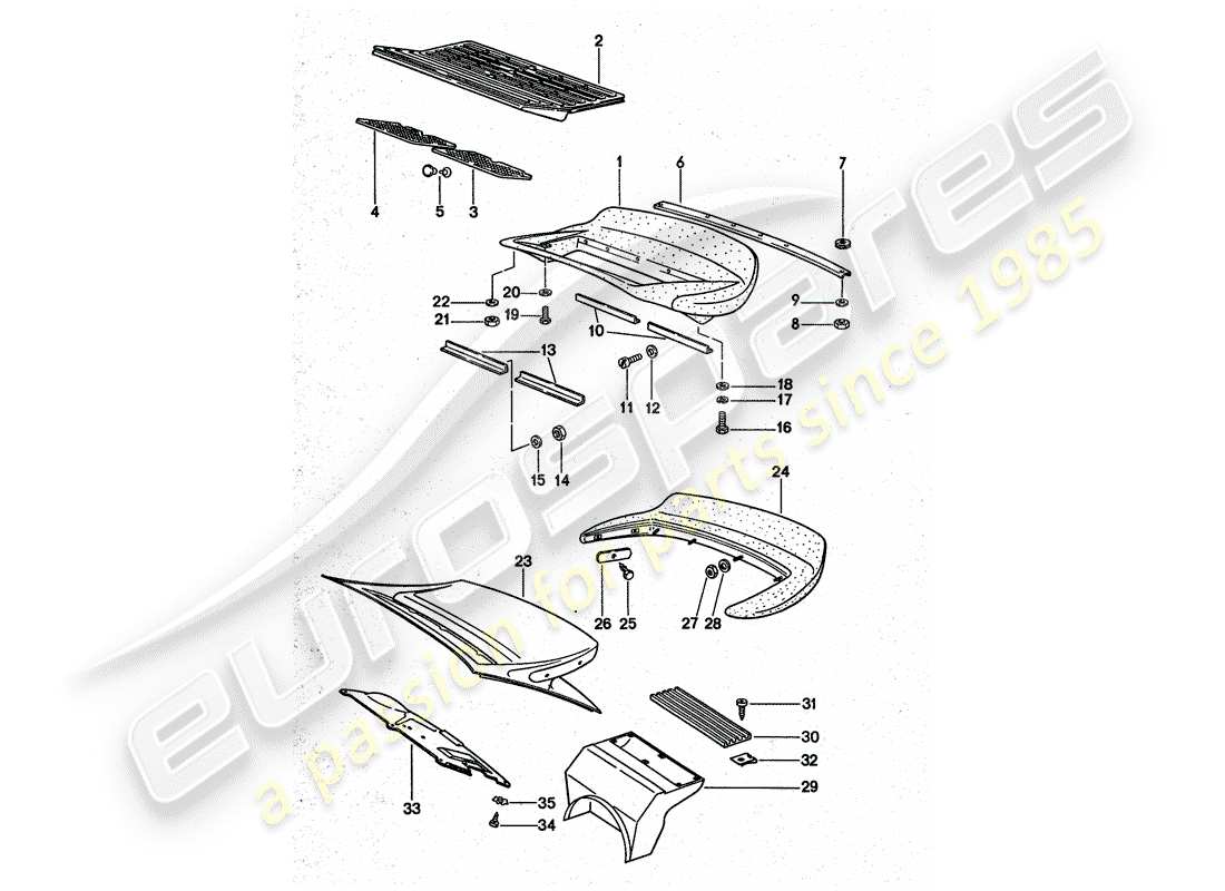 porsche 1976 (911 turbo) rear spoiler part diagram