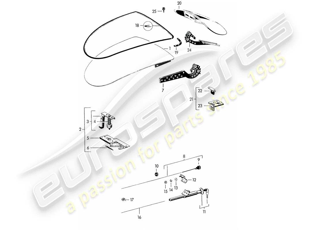 porsche 1954 (356/356a) cover - - and - with installation parts - to fit use workshop material part diagram