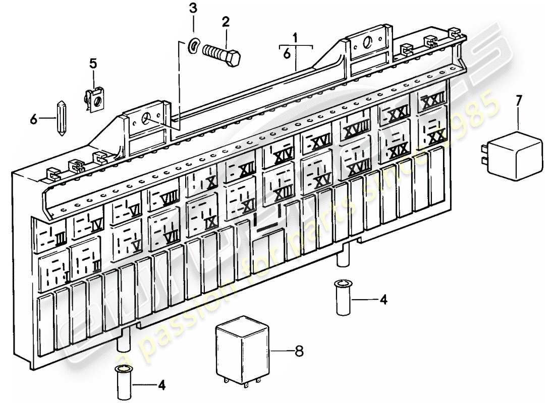 porsche 928 (1981) fuse box/relay plate - relay - fuse part diagram
