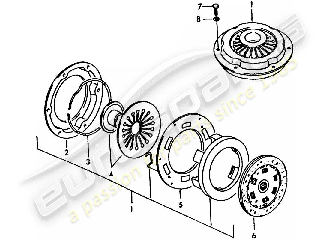porsche 1955 (356/356a) clutch - g 25 001 >> parts diagram