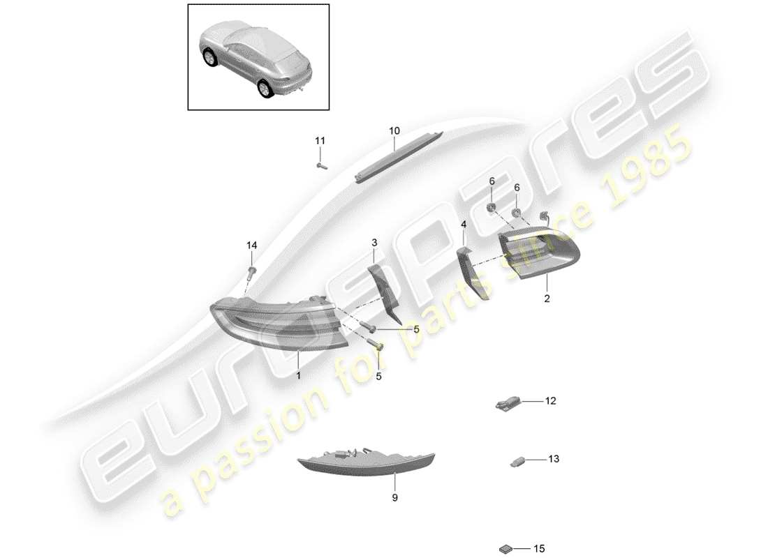 porsche 2018 (macan) rear light parts diagram