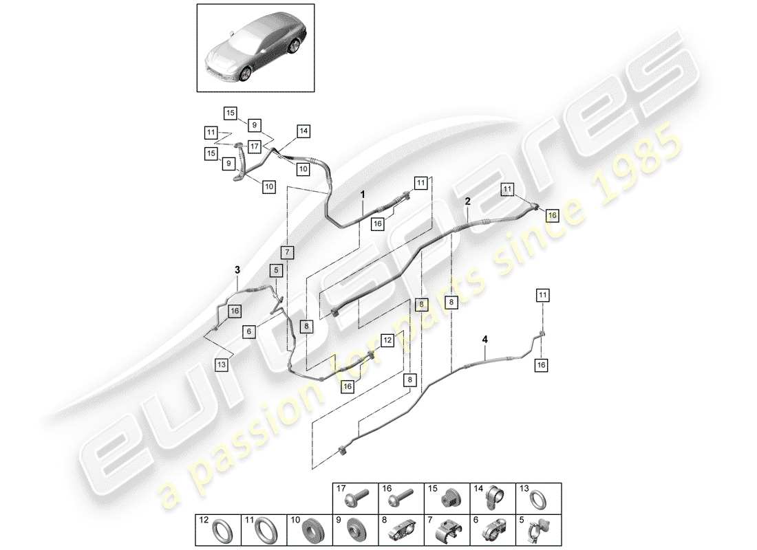 porsche panamera 971 (2018) refrigerant circuit part diagram