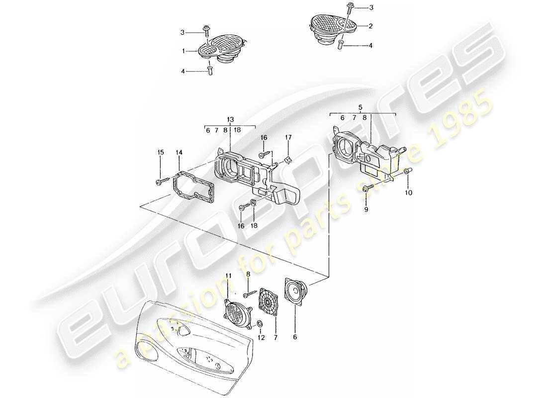 porsche 2003 (996) loudspeaker - loudspeaker - m 680/mj.02- - see main and sub-group: - 9/11/06 part diagram
