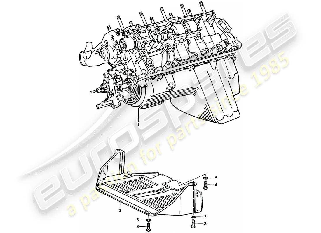 porsche 1983 (944) short engine - crankcase - protective plate f. engine part diagram