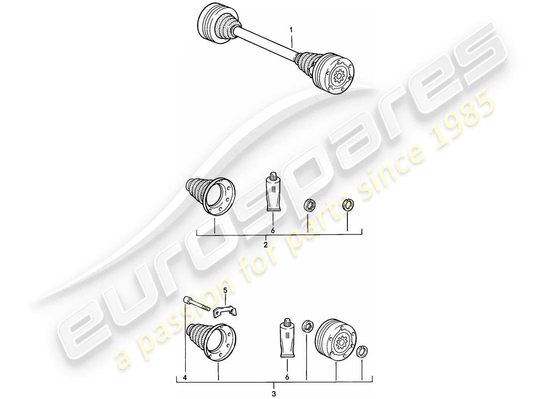 porsche 1983 (944) drive shaft part diagram