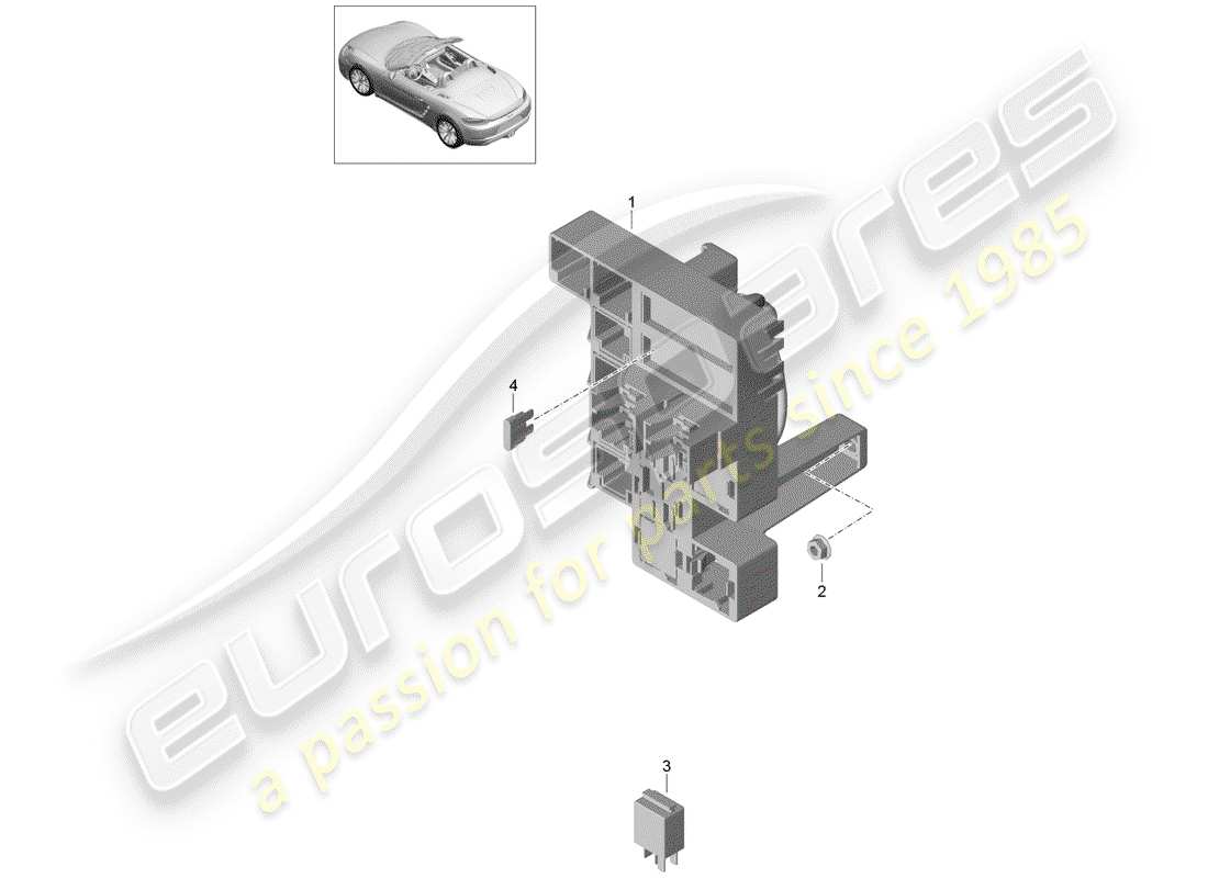 porsche 718 boxster (2020) fuse box/relay plate parts diagram