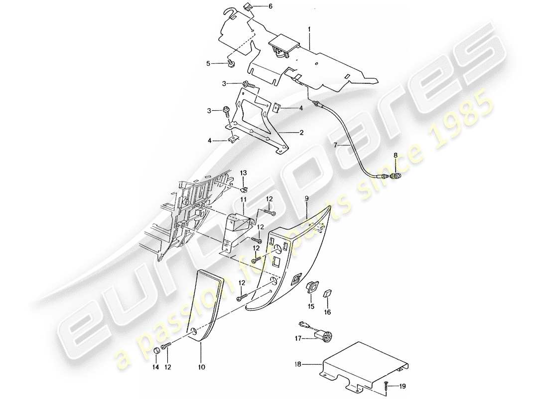 porsche 2001 (996 turbo / gt2) phone preparation part diagram