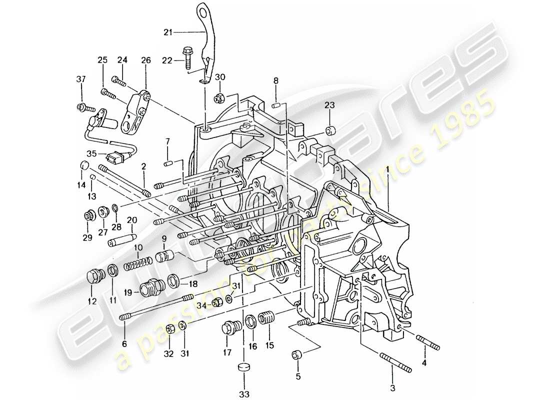 porsche 2002 (996 turbo / gt2) crankcase parts diagram