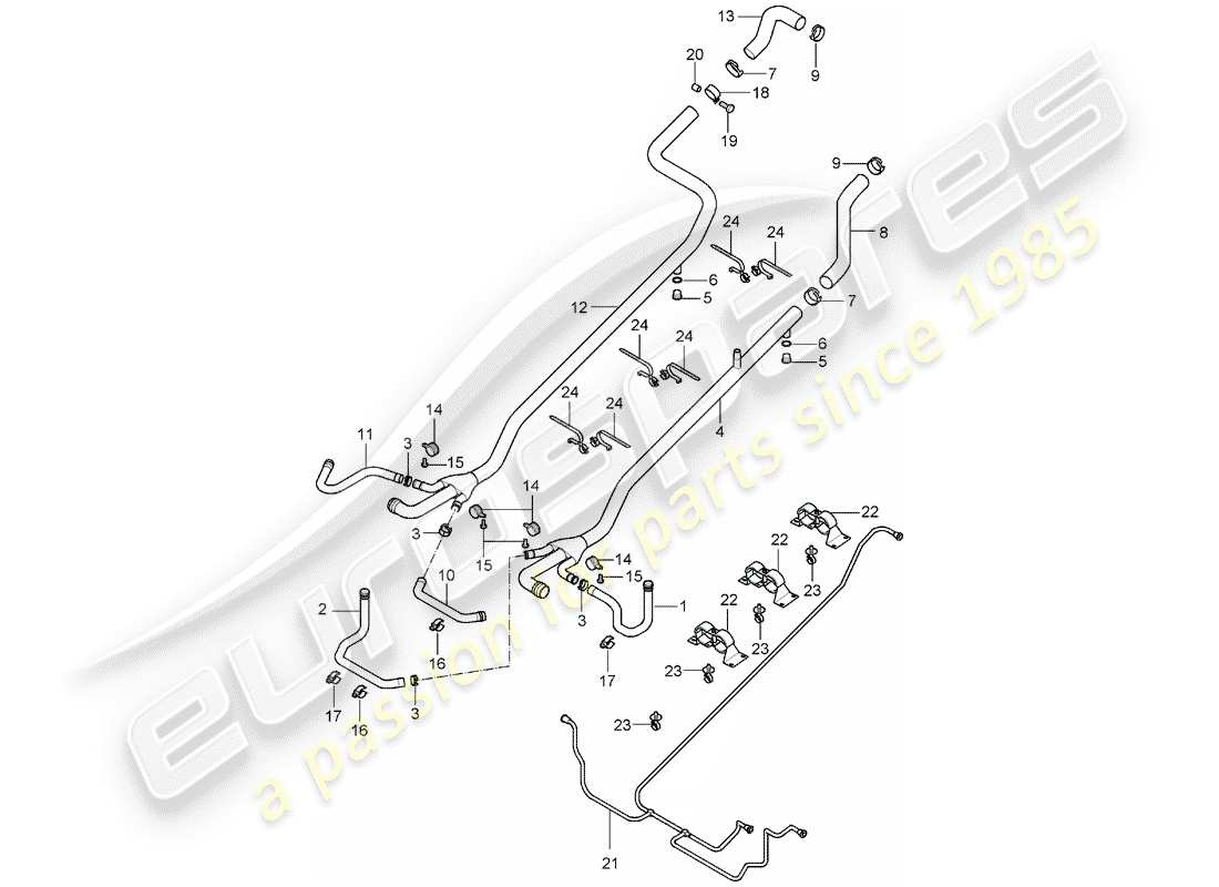 porsche 2006 (carrera gt) water cooling 1 part diagram