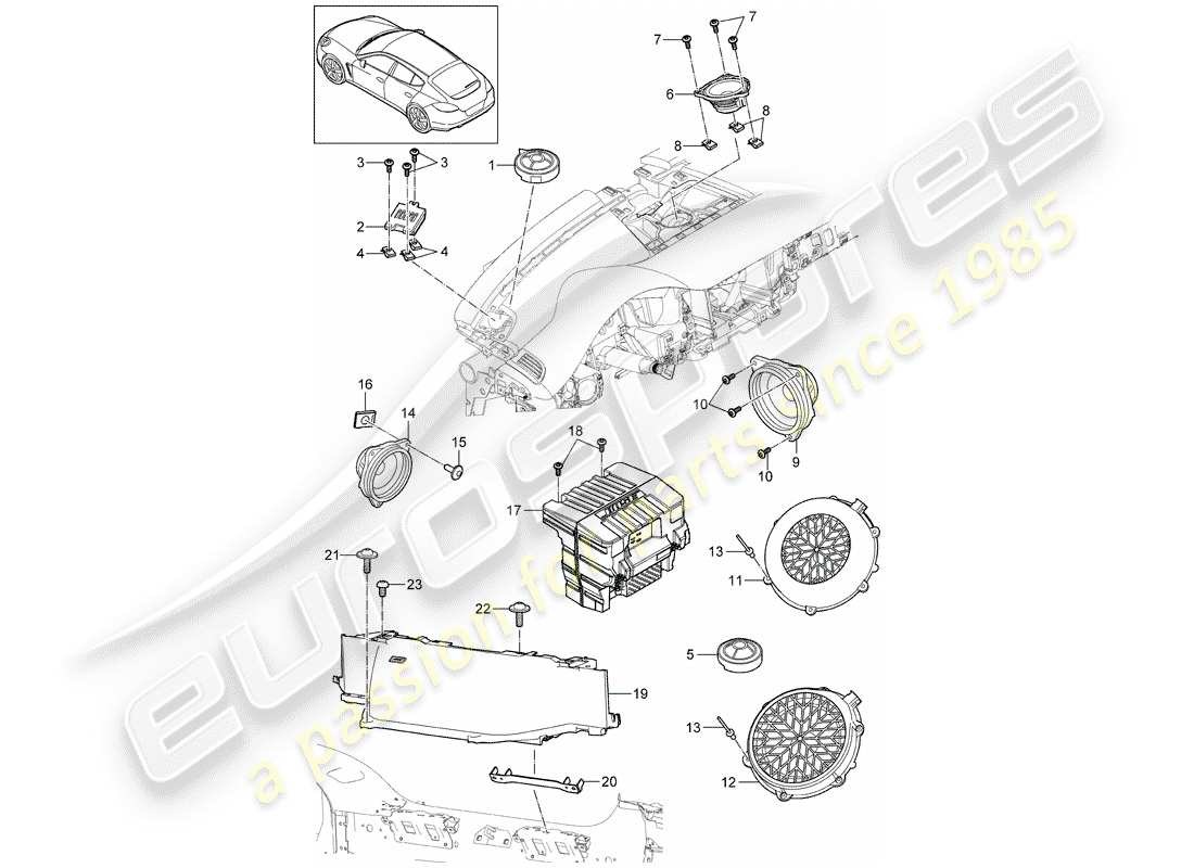 porsche 2016 (panamera 970) loudspeaker part diagram