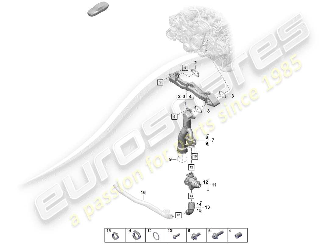 porsche 2020 (718 boxster spyder) sub-frame part diagram