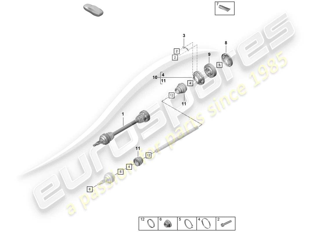porsche 2020 (718 boxster spyder) drive shaft part diagram