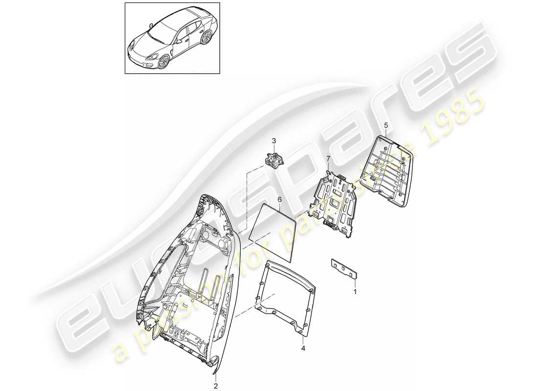 porsche panamera 970 (2012) backrest frame part diagram
