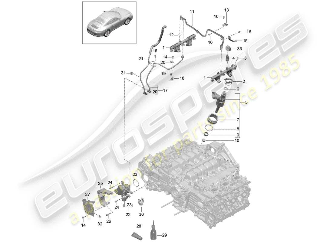 porsche 2015 (991-1 turbo) fuel collection pipe part diagram