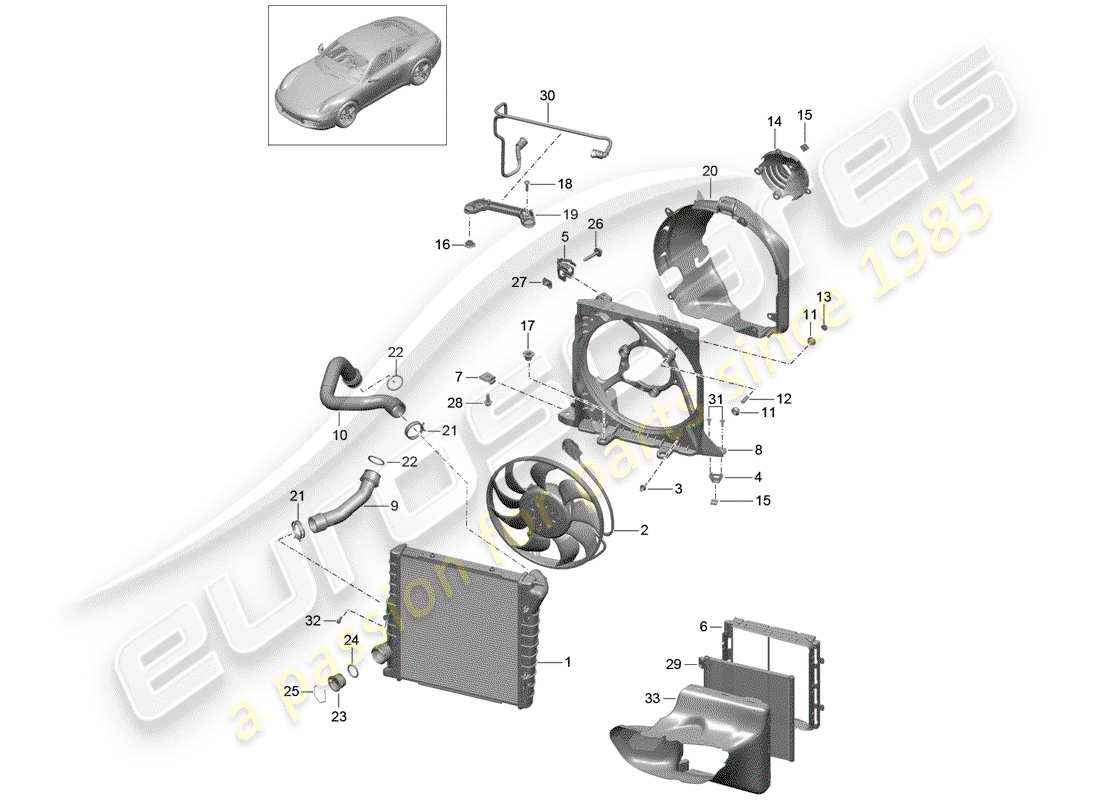 porsche 2014 (991-1) water cooling 3 part diagram