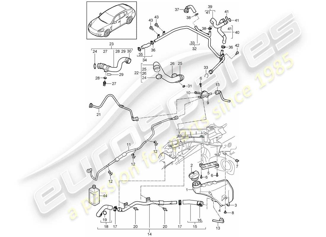 porsche 2012 (panamera 970) water cooling part diagram