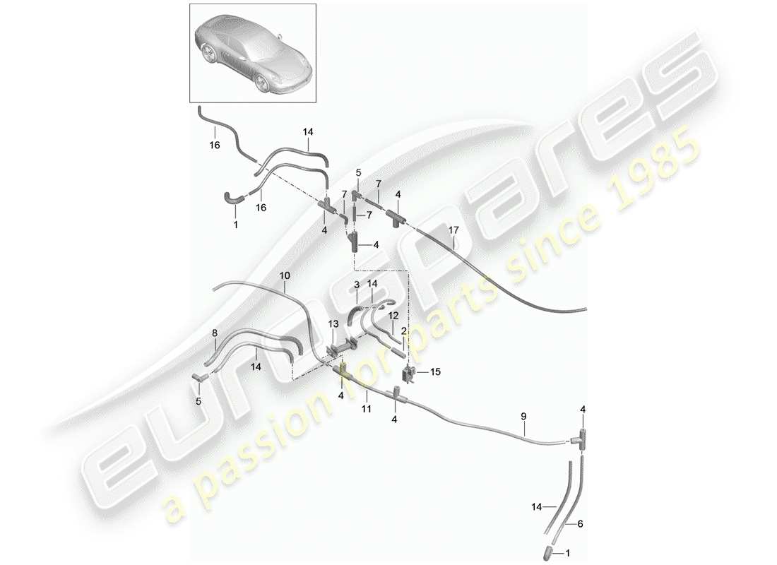 porsche 2014 (991-1) vacuum system part diagram