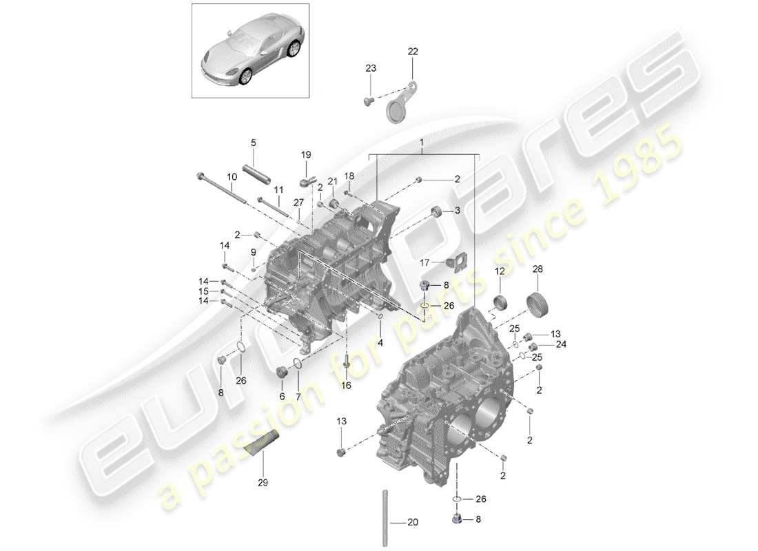 porsche 2020 (718 cayman) crankcase part diagram