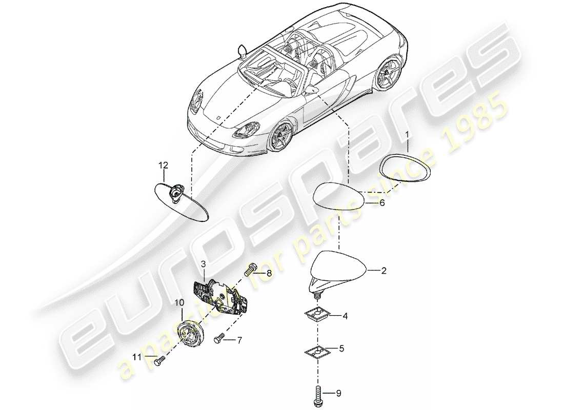 porsche 2006 (carrera gt) rear view mirror - rear view mirror inner part diagram
