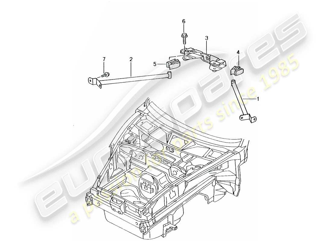 porsche 2001 (986 boxster) dome strut part diagram
