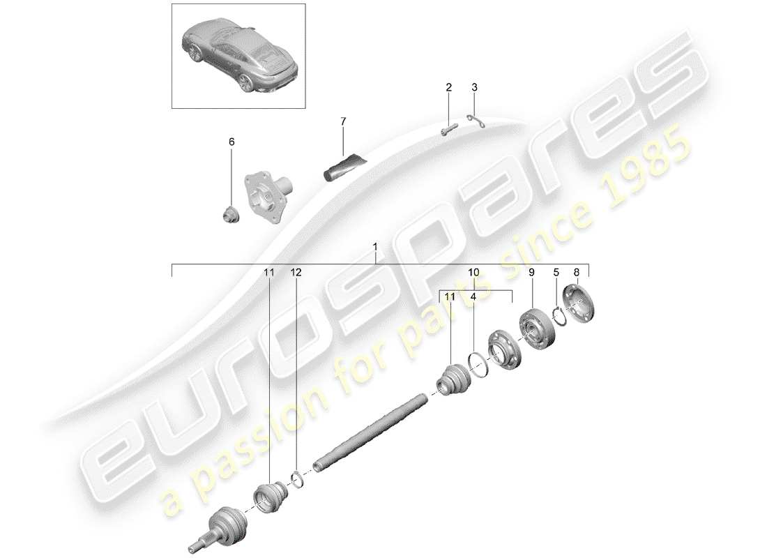 porsche 2019 (991-2 turbo) drive shaft part diagram
