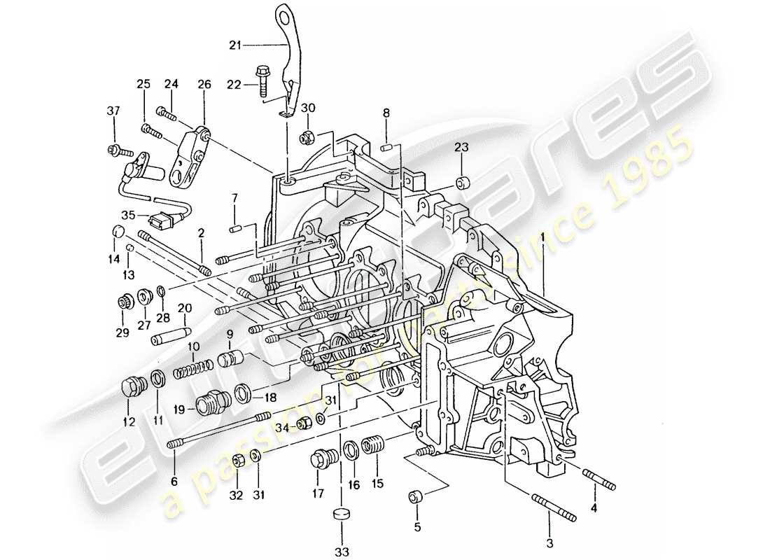 porsche 996 t/gt2 (2001) crankcase parts diagram
