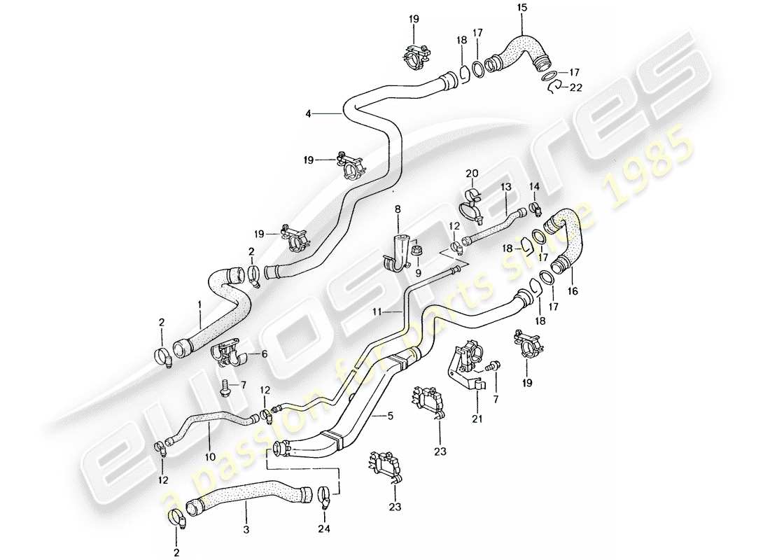 porsche 2002 (996 turbo / gt2) water cooling 1 parts diagram
