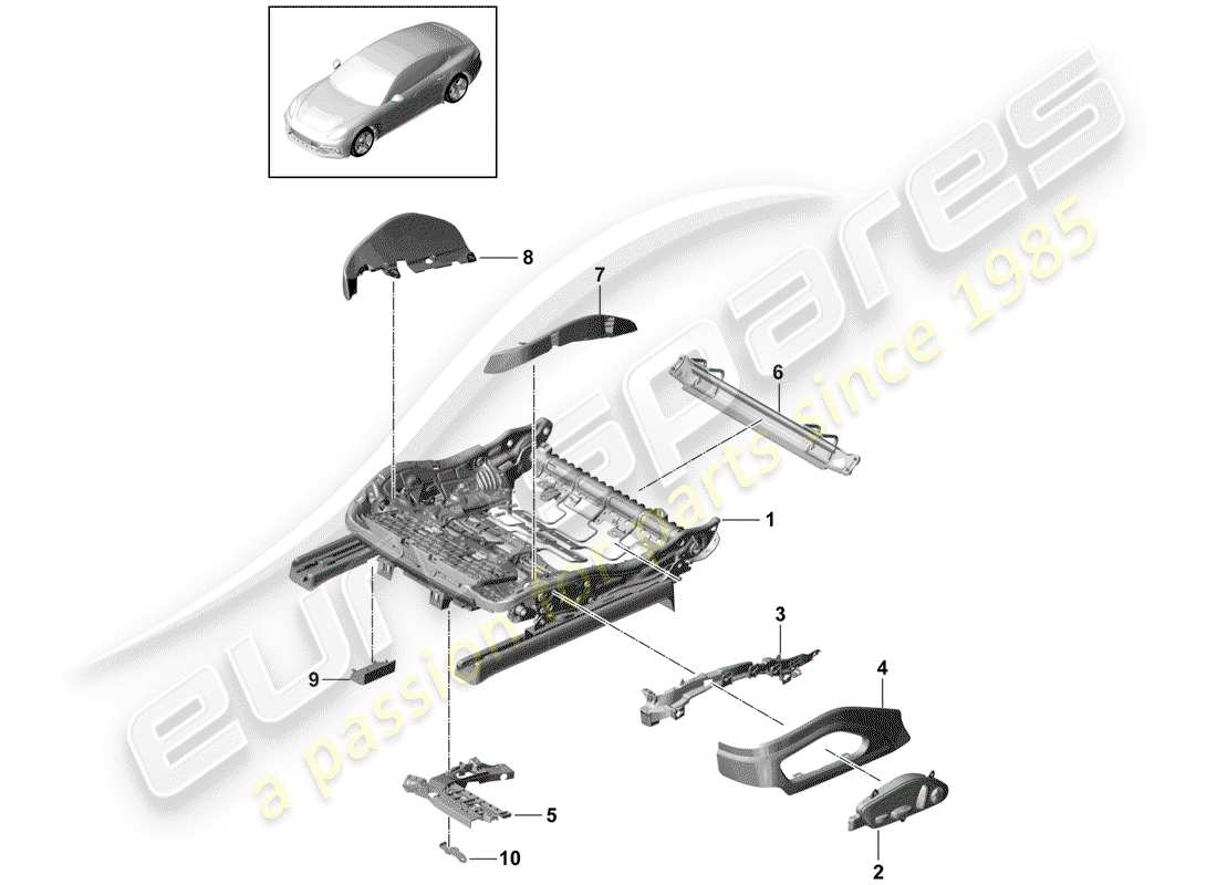 porsche 2017 (panamera 971-1) seat frame part diagram