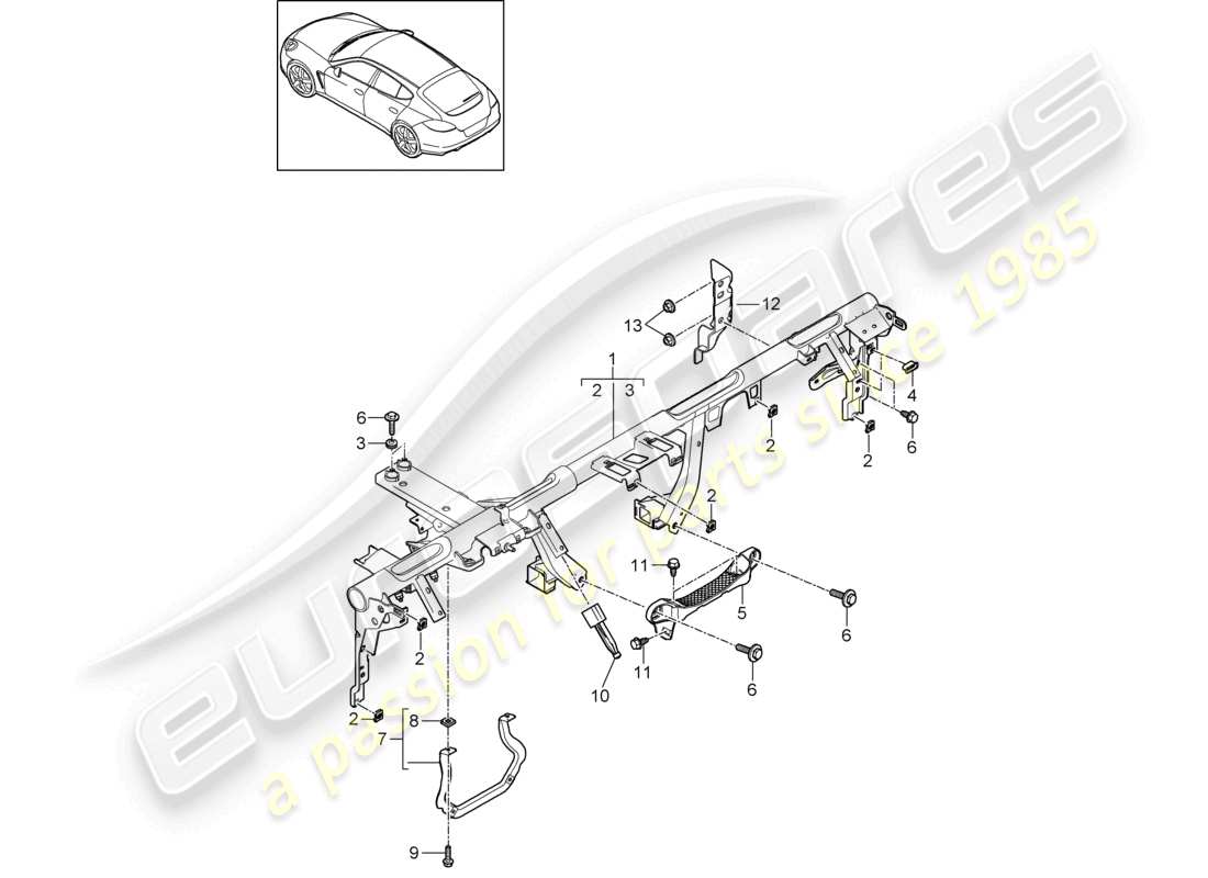 porsche 2010 (cayenne e1 9pa) retaining frame dashboard parts diagram