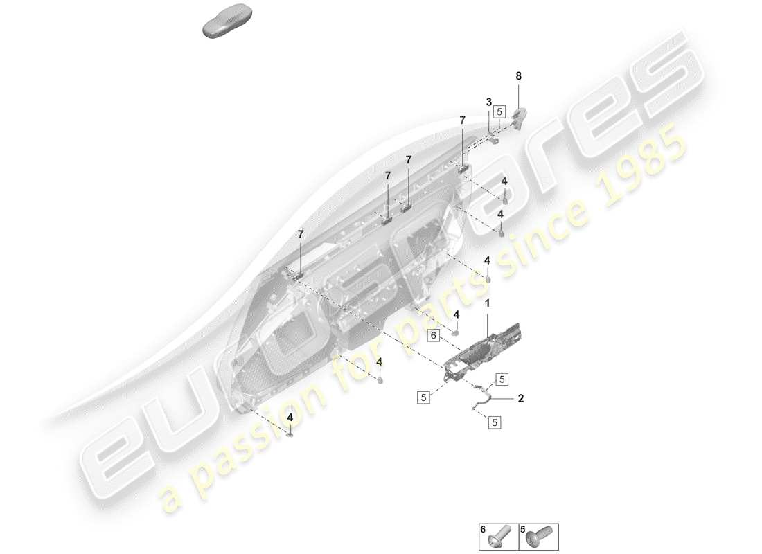 porsche 2020 (992-1) door panel part diagram