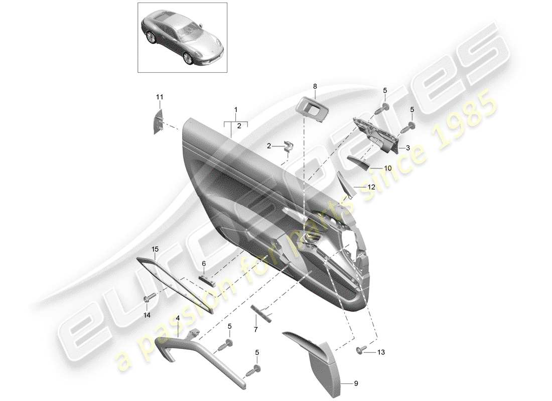 porsche 2014 (991-1) door trim panel (leatherette) part diagram