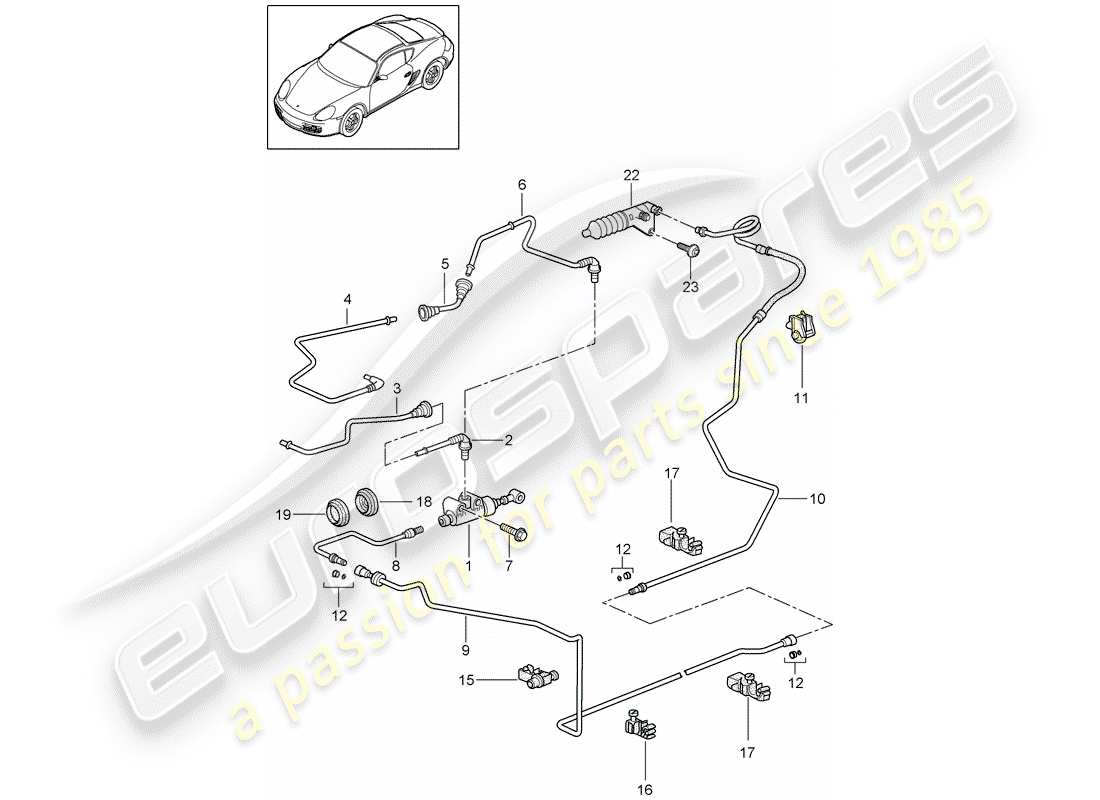 porsche 2009 (987 cayman) hydraulic clutch parts diagram