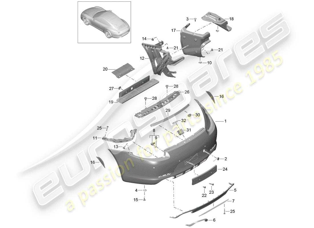 porsche 2015 (991-1) bumper part diagram