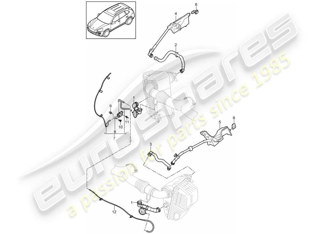 porsche 2013 (cayenne e2 92a) air cleaner with connecting parts diagram