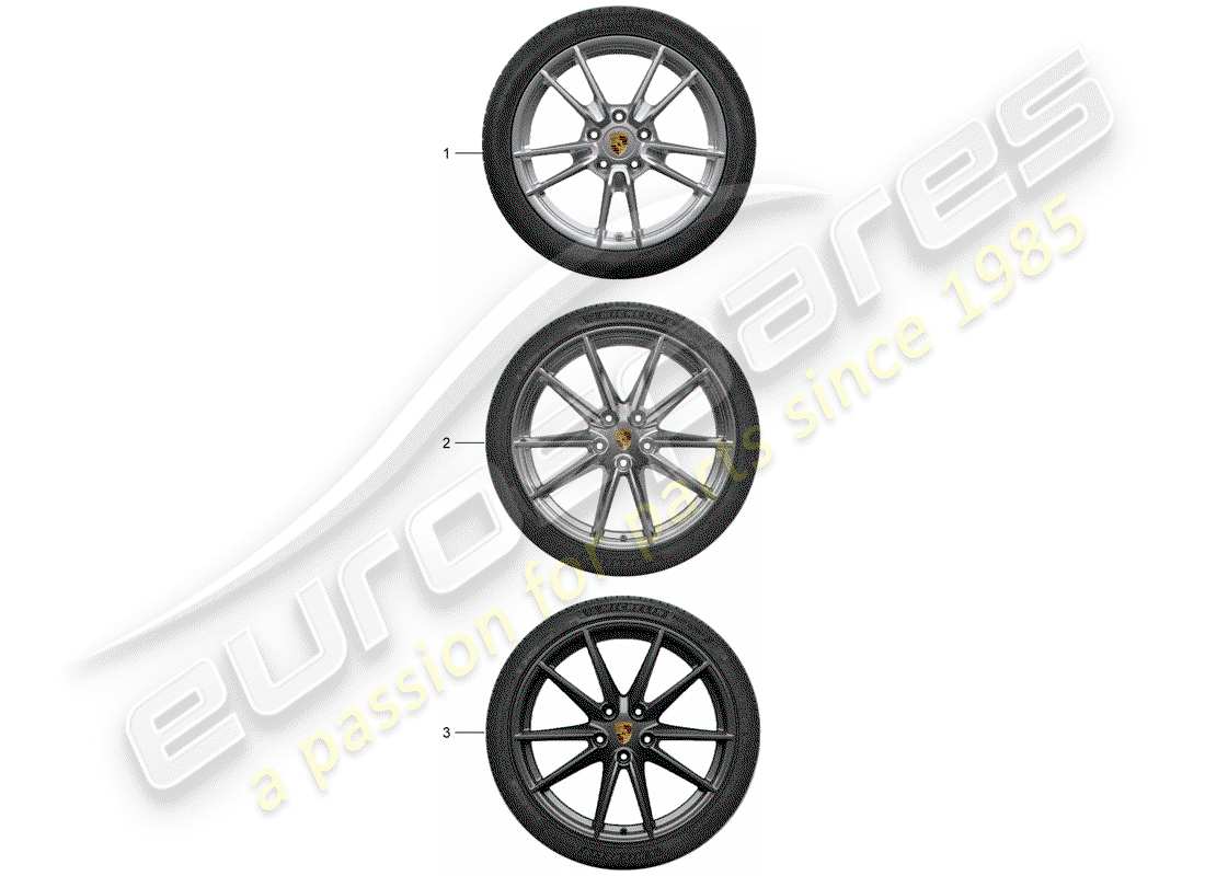 porsche 2013 (tequipment 98x/99x) 1 set aluminium rims with part diagram