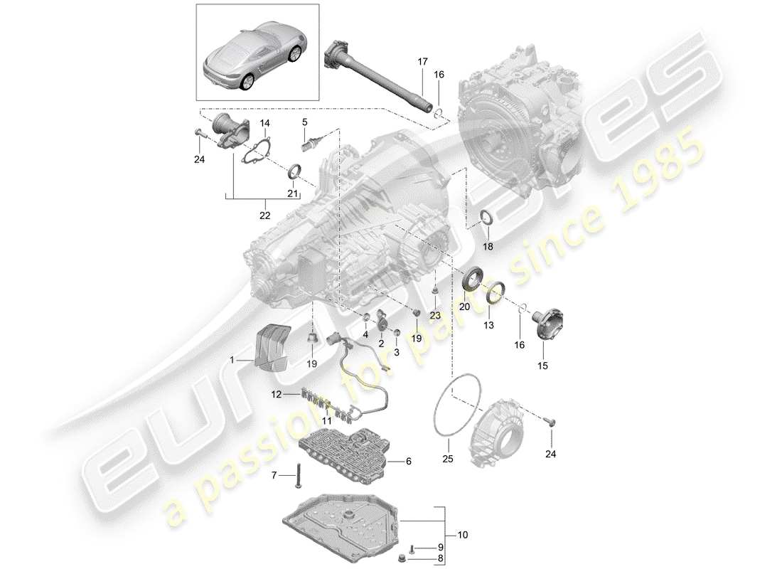 porsche 2020 (718 cayman) - pdk - part diagram