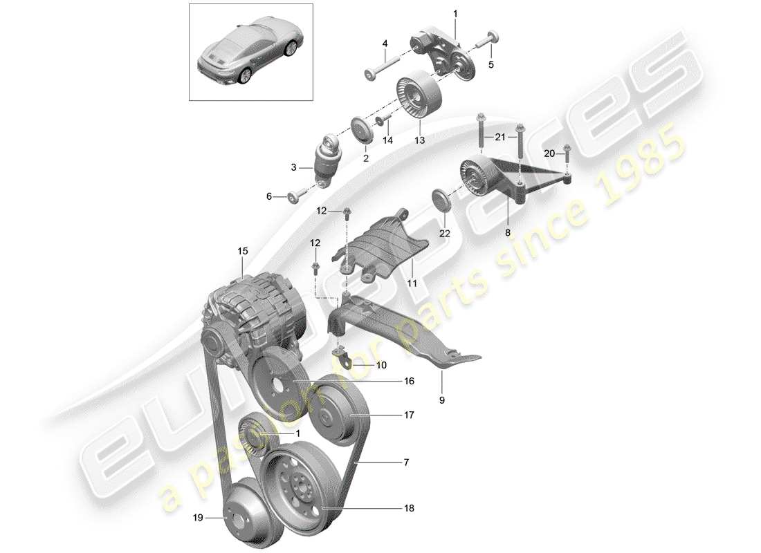 porsche 991 turbo (2016) belt tensioning damper part diagram