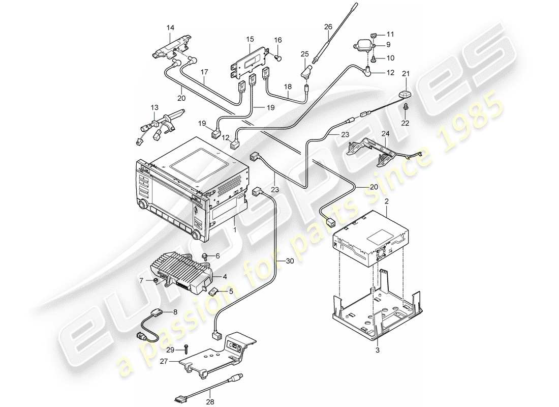 porsche 2011 (987 cayman) operating unit part diagram