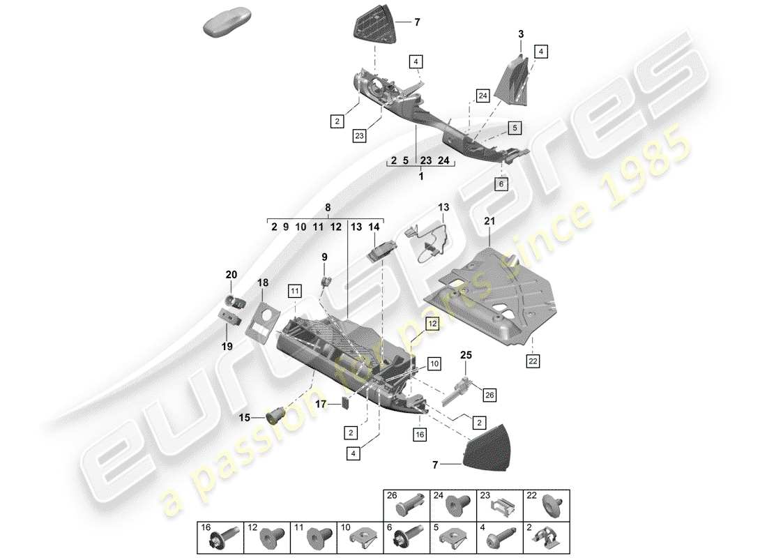 porsche 2020 (718 boxster spyder) glove box part diagram