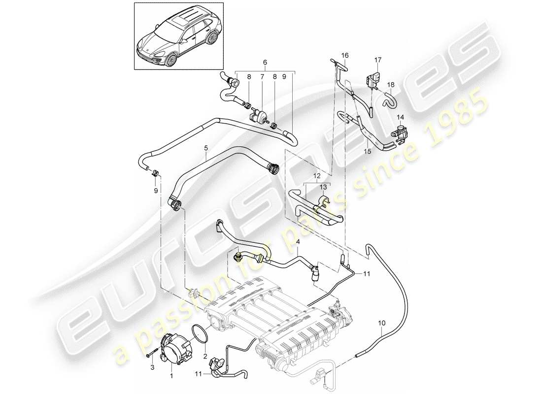 porsche 2017 (cayenne e2 92a) throttle body part diagram