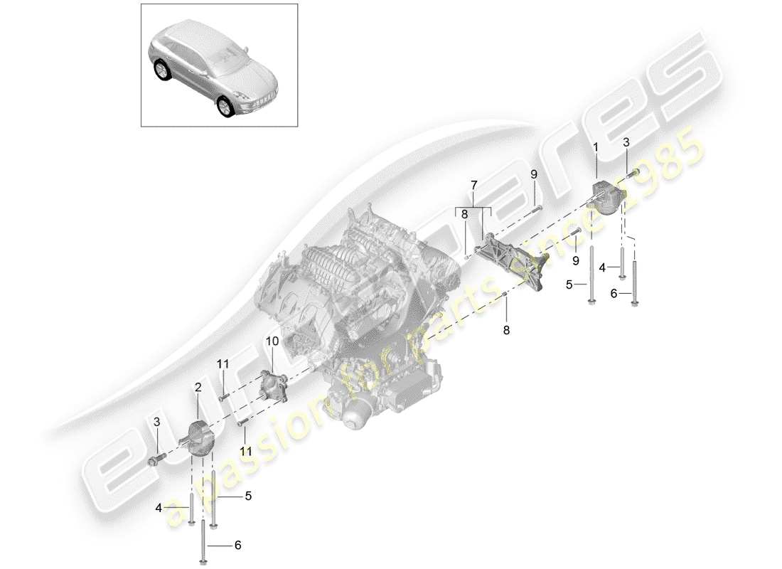 porsche 2018 (macan) engine lifting tackle parts diagram