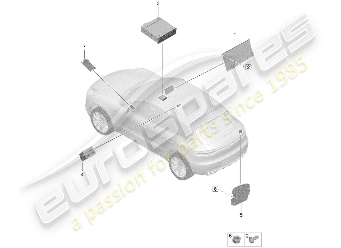 porsche 2019 (macan) display part diagram