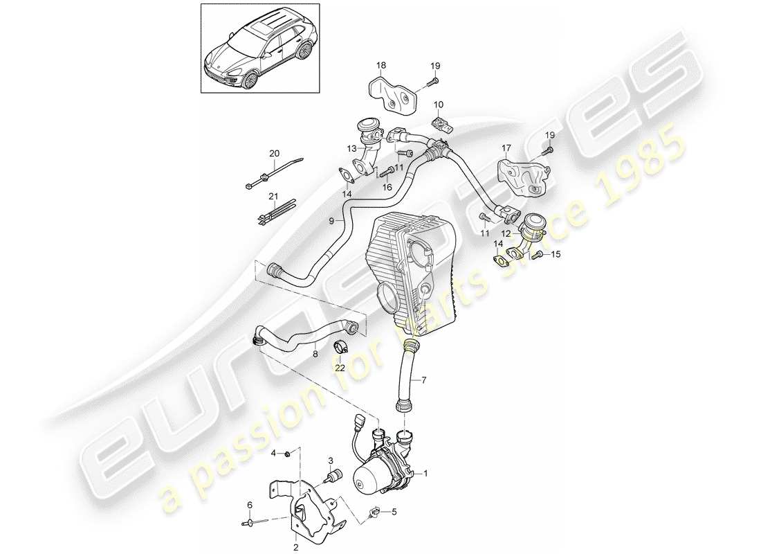 porsche cayenne e2 (2018) secondary air pump parts diagram
