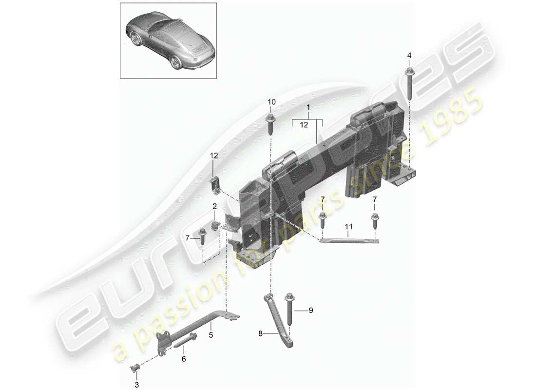 porsche 2014 (991-1) roll bar part diagram